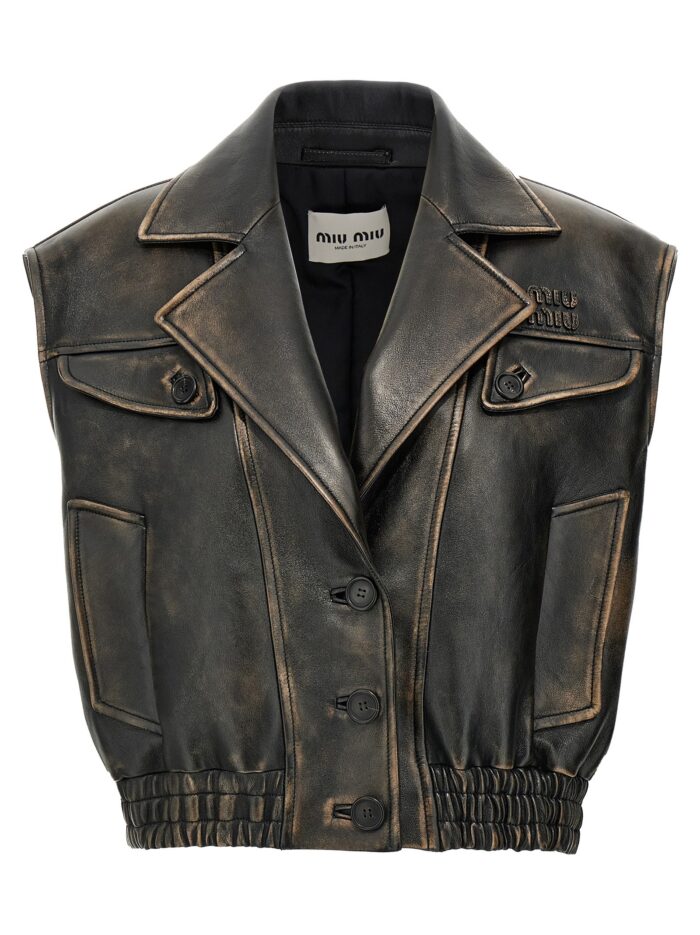 miu miu logo nappa vest Miu Miu Logo Nappa Vest
