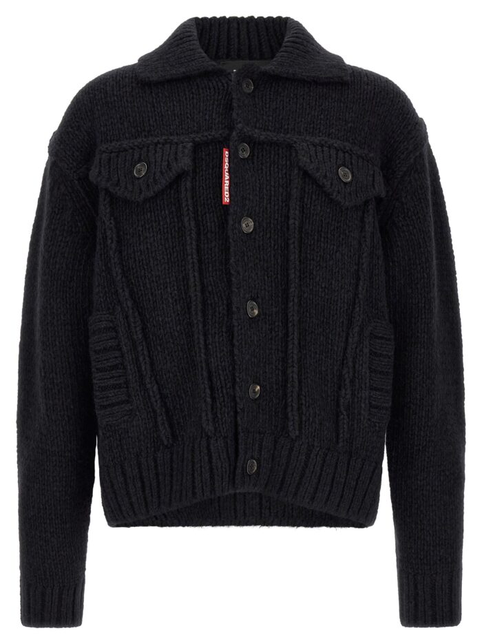 dsquared2 logo patch cardigan Dsquared2 Logo Patch Cardigan