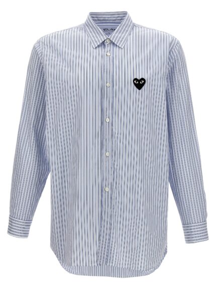 COMME DES GARCONS PLAY Logo Patch Striped Shirt