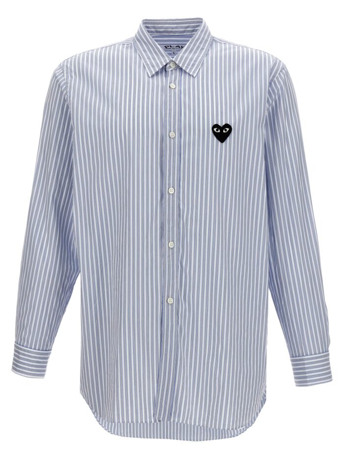 comme des garcons play logo patch striped shirt COMME DES GARCONS PLAY Logo Patch Striped Shirt