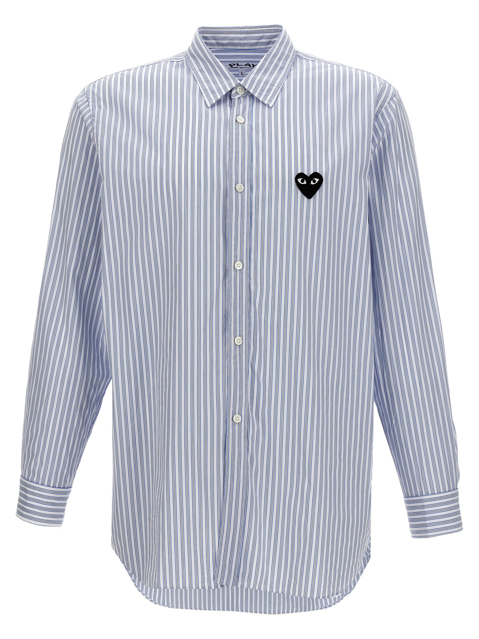 COMME DES GARCONS PLAY Logo Patch Striped Shirt
