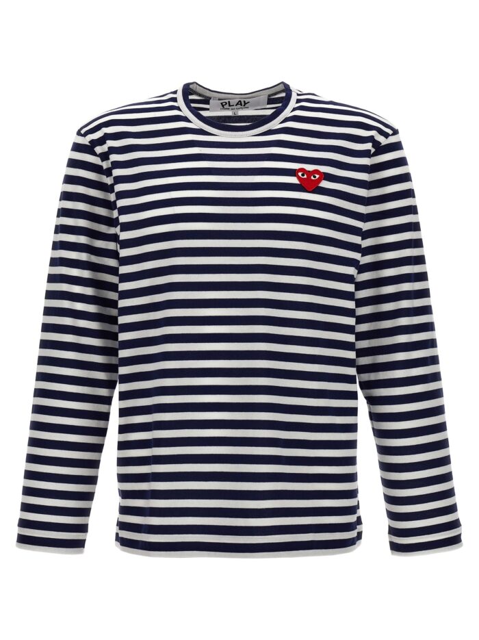 comme des garcons play logo patch stripes t shirt COMME DES GARCONS PLAY Logo Patch Stripes T-shirt