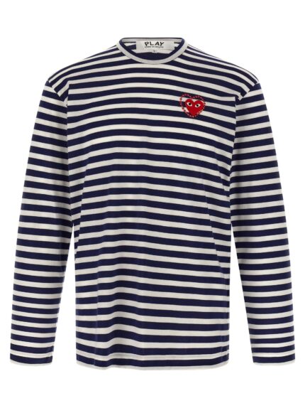 COMME DES GARCONS PLAY Logo Patch Stripes T-shirt