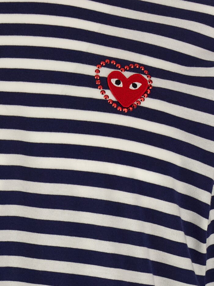 COMME DES GARCONS PLAY Logo Patch Stripes T-shirt
