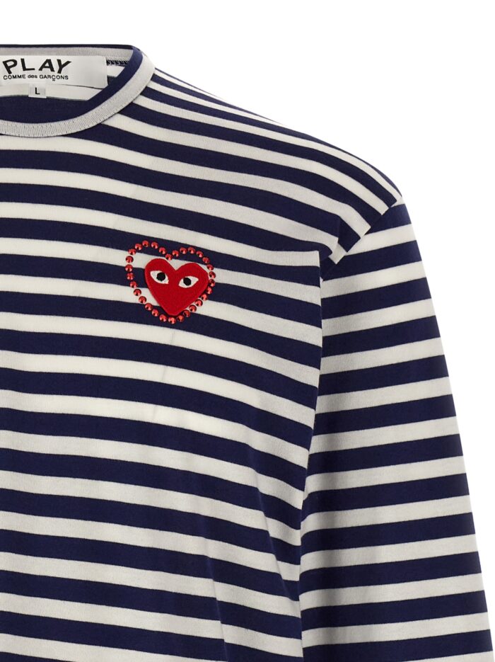 COMME DES GARCONS PLAY Logo Patch Stripes T-shirt