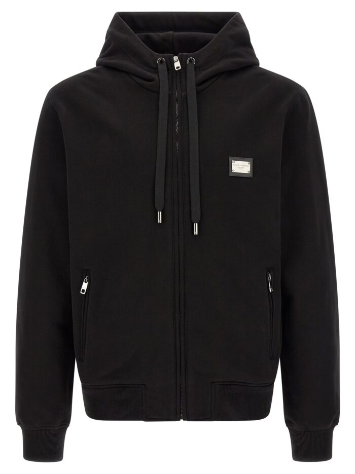 dolce & gabbana logo plaque hoodie Dolce & Gabbana Logo Plaque Hoodie