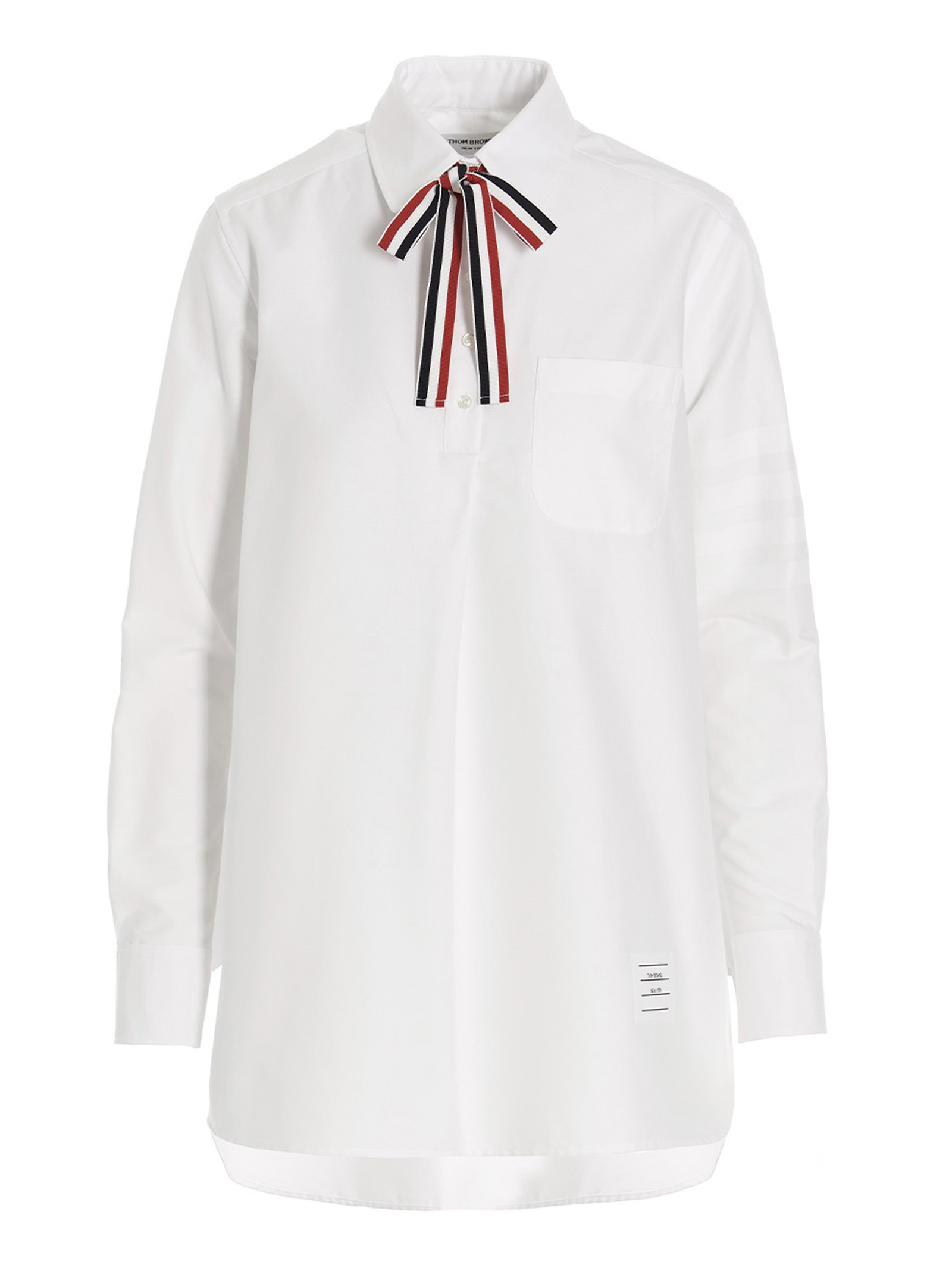 THOM BROWNE Logo Pussy Bow Blouse