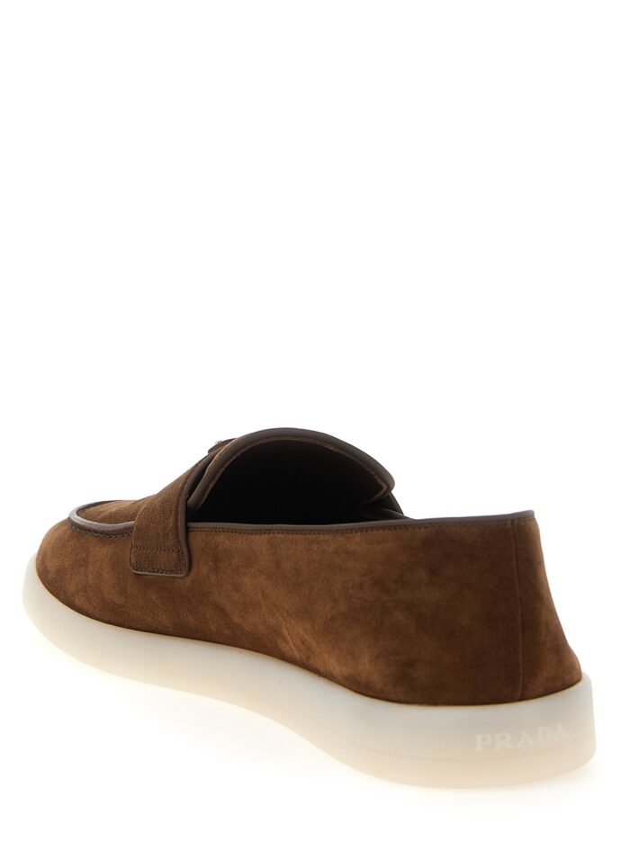 PRADA Logo Suede Loafers
