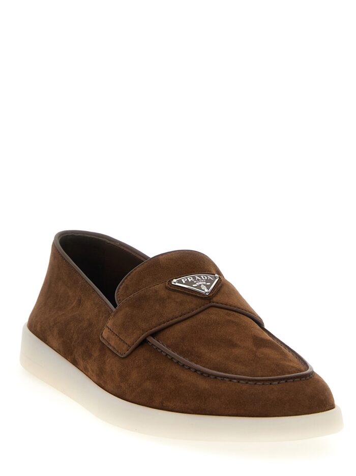 PRADA Logo Suede Loafers