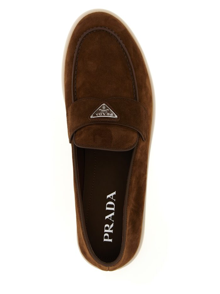 PRADA Logo Suede Loafers