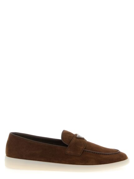 PRADA Logo Suede Loafers