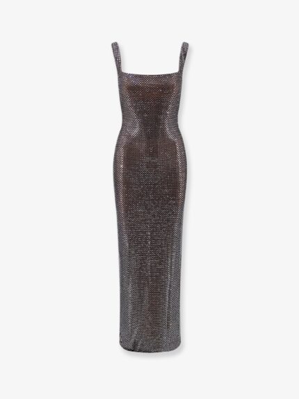 SELF PORTRAIT Long Dress With All-over Rhinestones