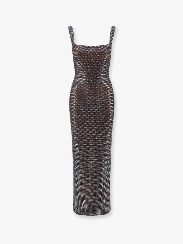 SELF PORTRAIT Long Dress With All-over Rhinestones