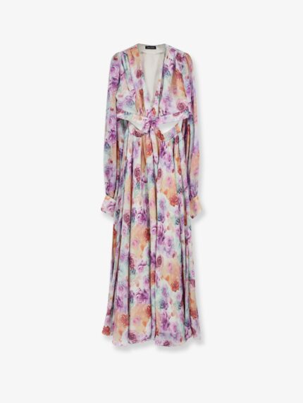 Actualee Long Dress With Multicolor Floral Print