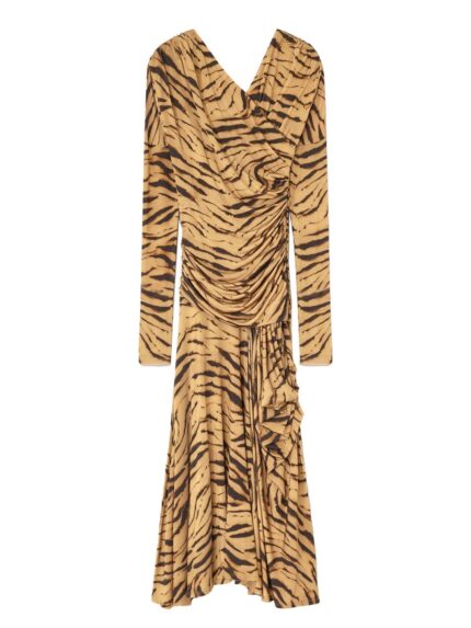 Ganni Long Dress With "zebra" Print