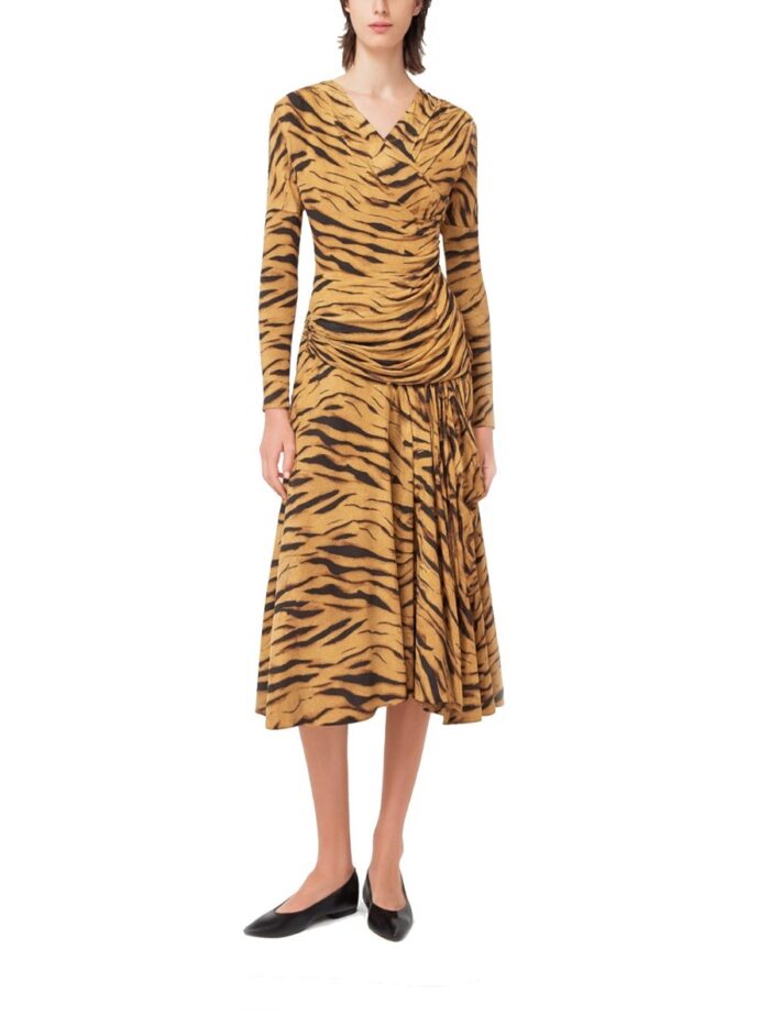 Ganni Long Dress With "zebra" Print