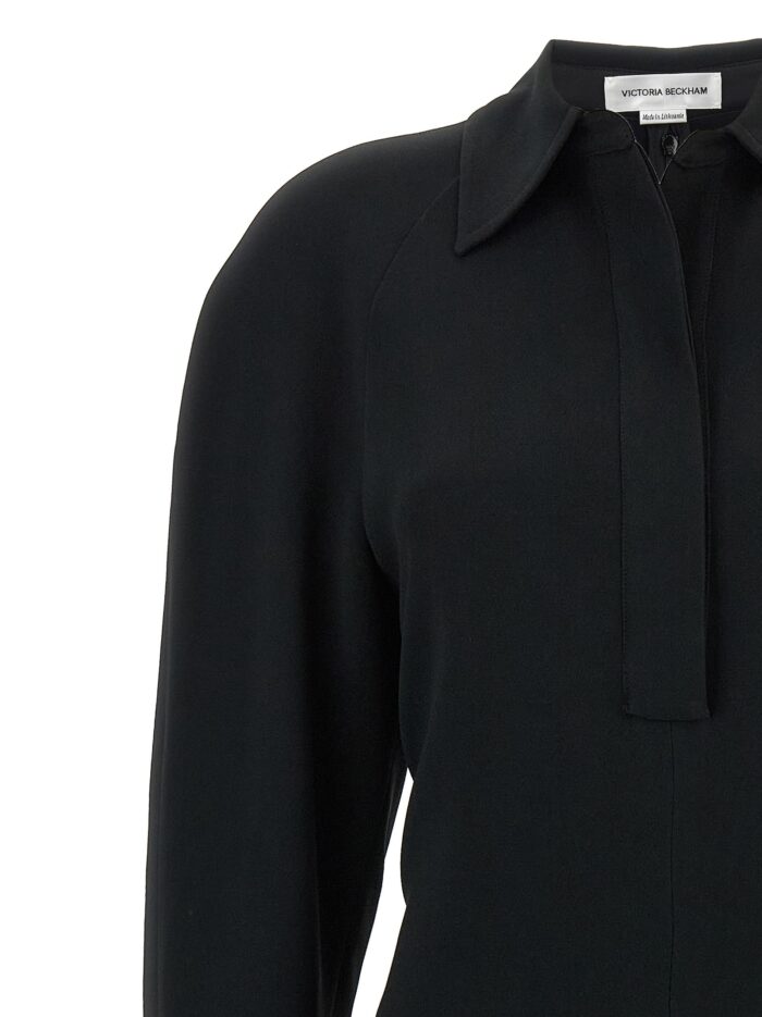 Victoria Beckham 'Long Sleeve Polo Collar Midi' Dress