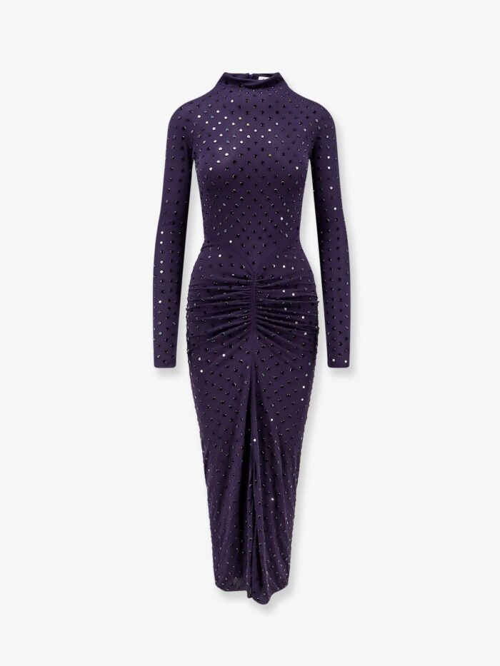 alaia long viscose dress with all over rhinestones ALAIA Long Viscose Dress With All-over Rhinestones