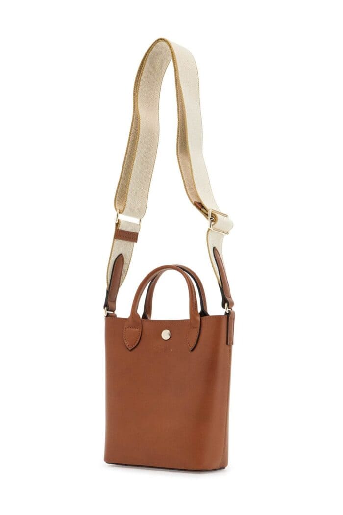 LONGCHAMP Cognac Leather Handbag With Adjustable Shoulder Strap, Compact And Minimalist