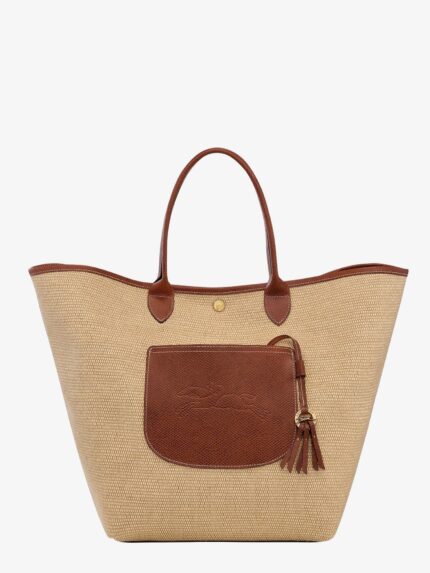 LONGCHAMP PARIS Le Panier Pliage L Raffia And Leather Shoulder Bag