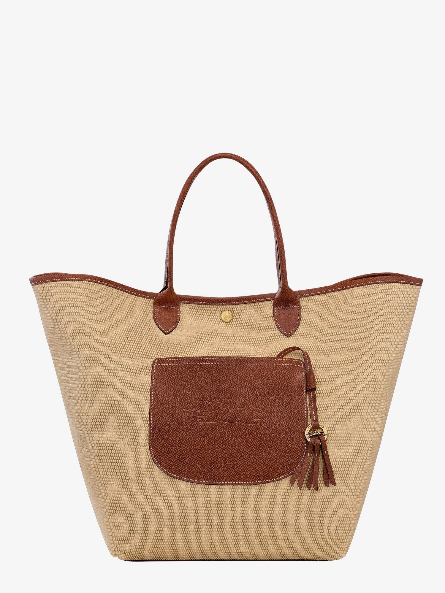 LONGCHAMP PARIS Le Panier Pliage L Raffia And Leather Shoulder Bag