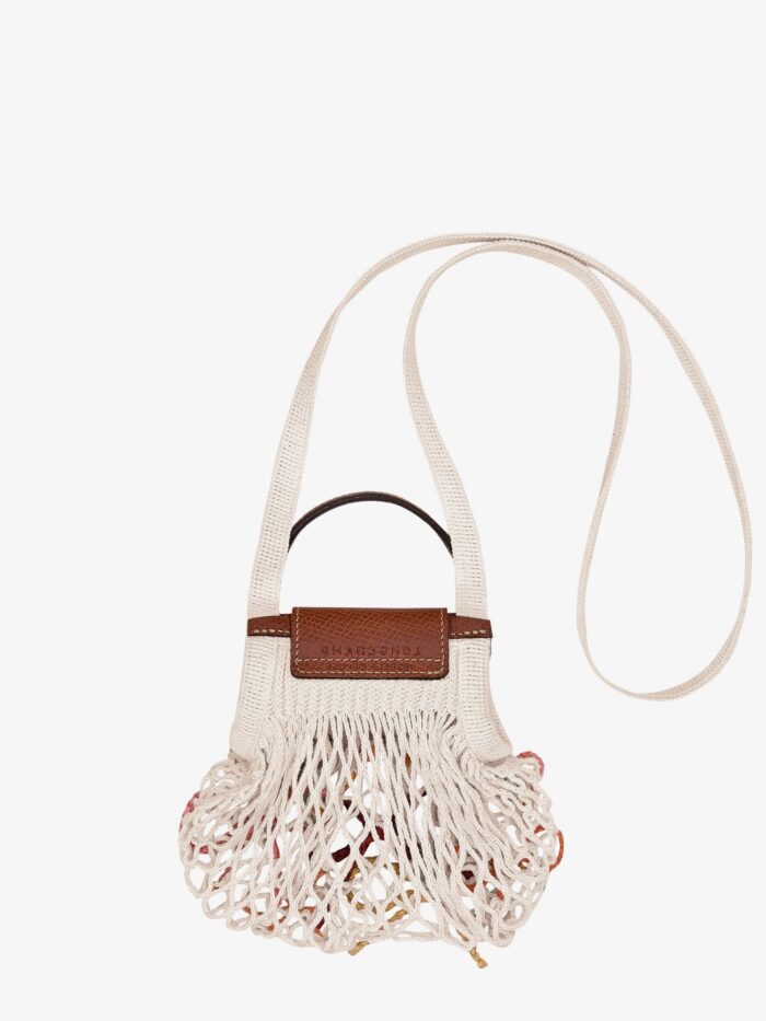 LONGCHAMP PARIS Le Pliage Filet Canvas Shoulder Bag With Raffia Bow Detail
