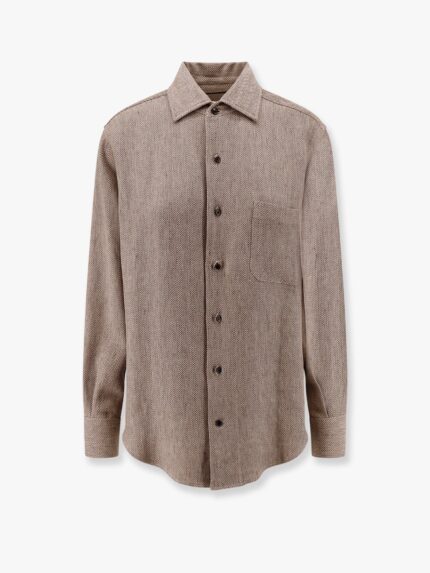 LORO PIANA André Linen Shirt With Herringbone Motif