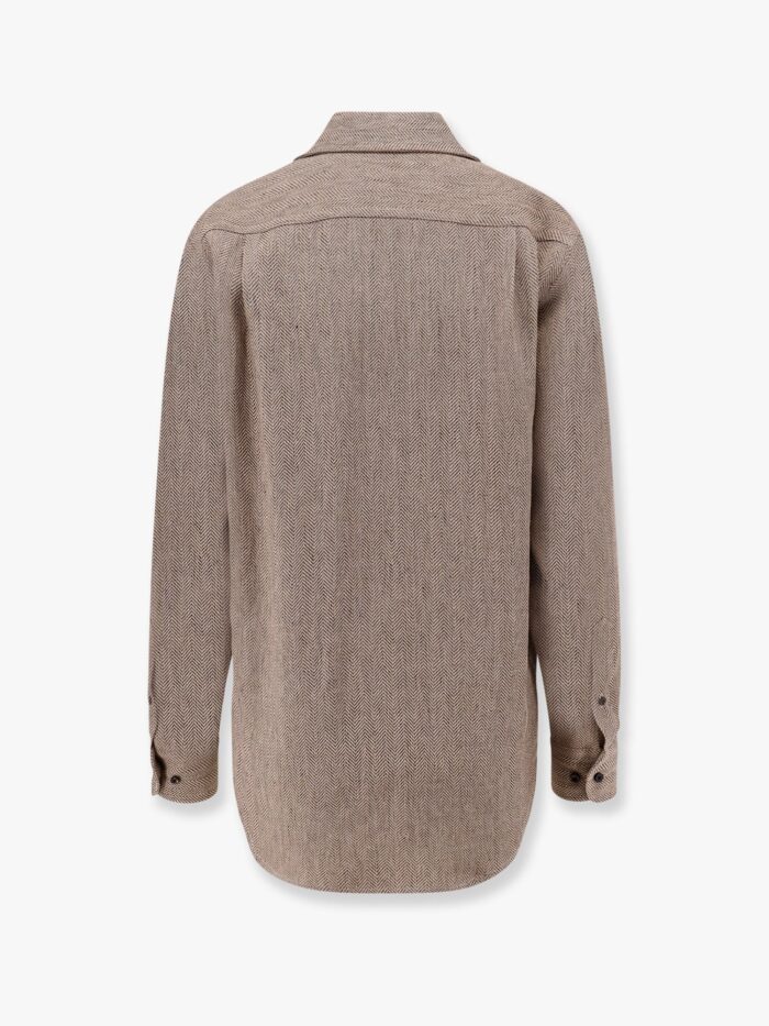 LORO PIANA André Linen Shirt With Herringbone Motif