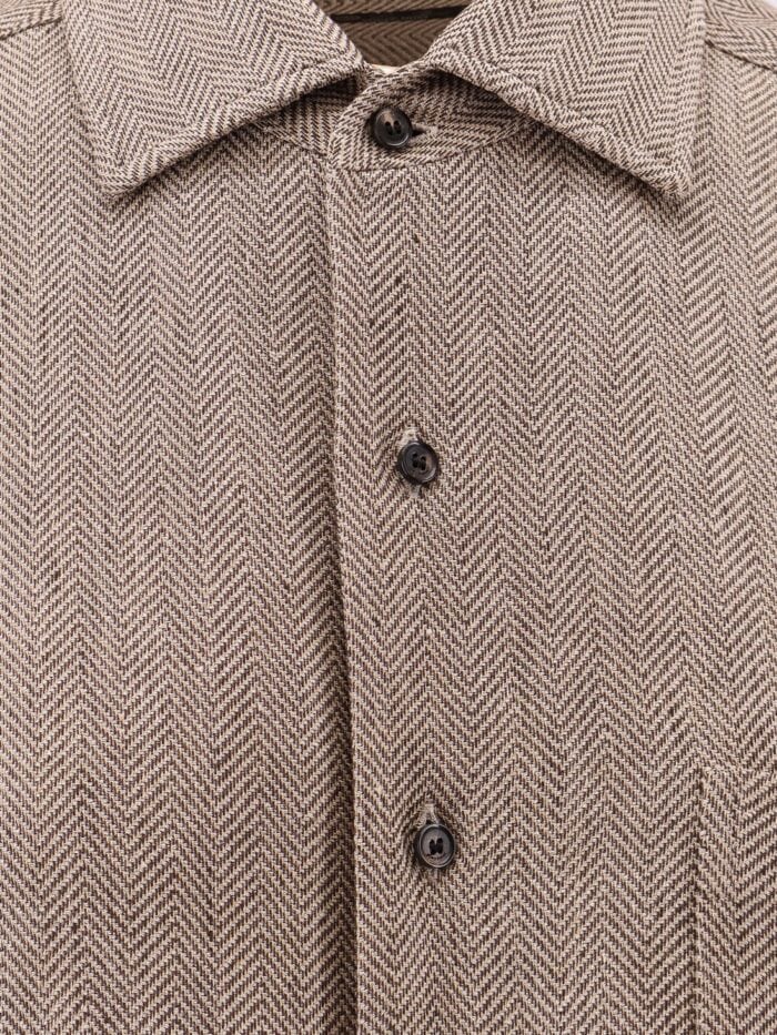 LORO PIANA André Linen Shirt With Herringbone Motif