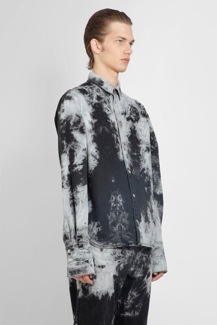 LOUIS GABRIEL NOUCHI Tie Dye Denim Double Cuff Shirt