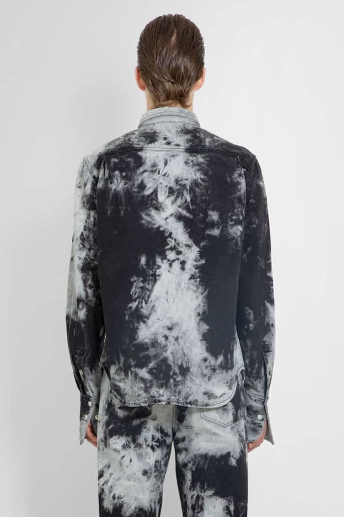 LOUIS GABRIEL NOUCHI Tie Dye Denim Double Cuff Shirt