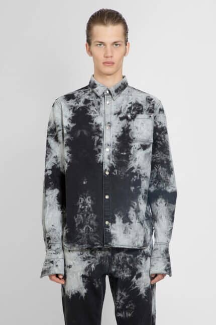 LOUIS GABRIEL NOUCHI Tie Dye Denim Double Cuff Shirt