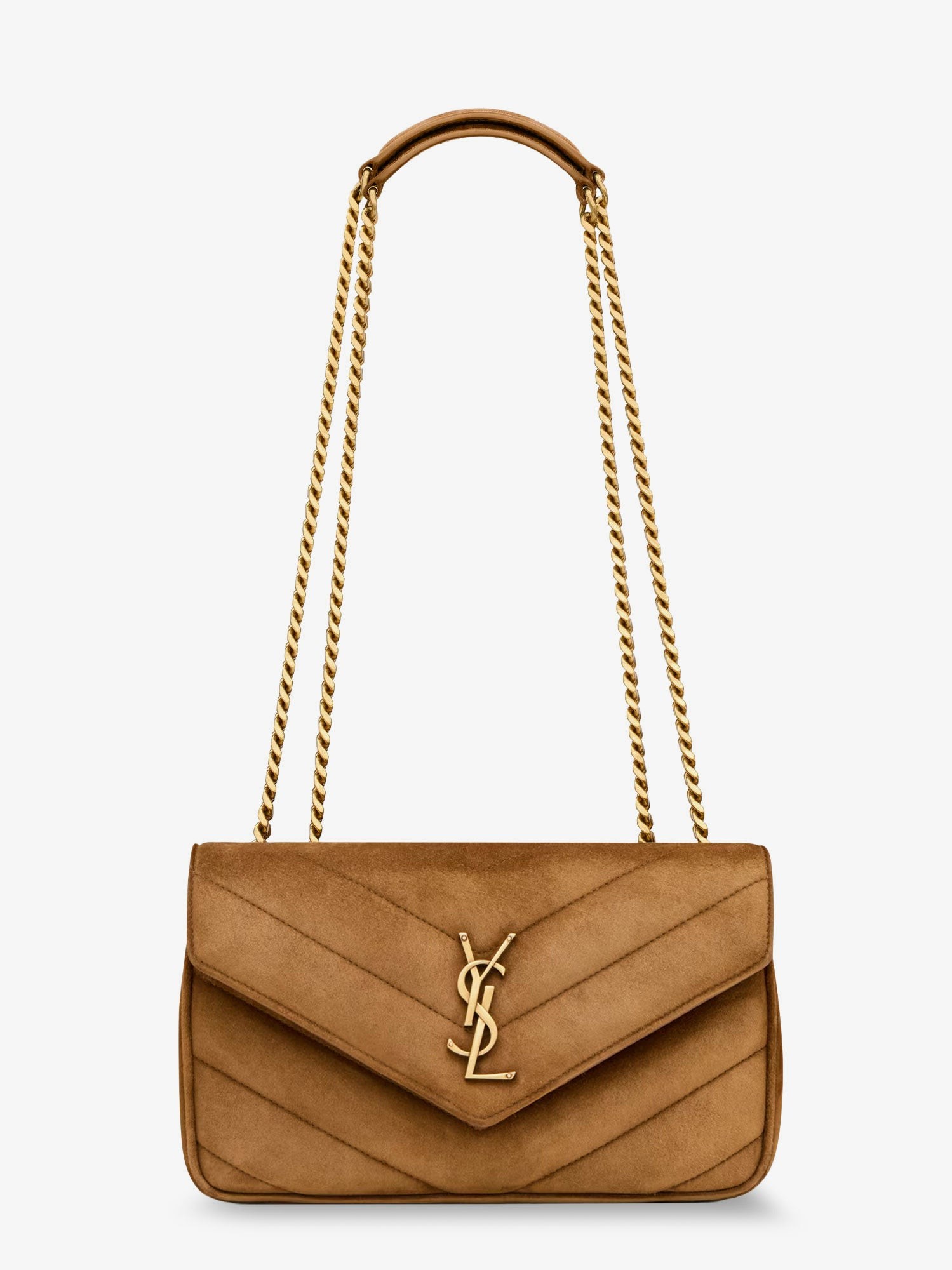 Saint Laurent Loulou Leather Shoulder Bag With Metal Cassandre Logo
