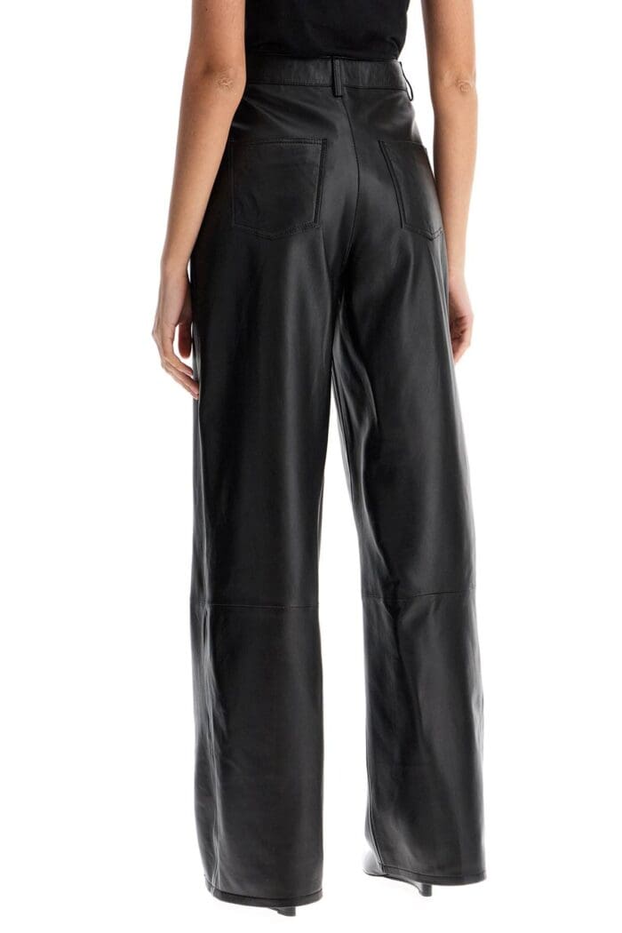 LOULOU STUDIO High-waisted Wide-leg Black Leather Pants