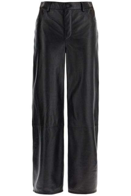 LOULOU STUDIO High-waisted Wide-leg Black Leather Pants