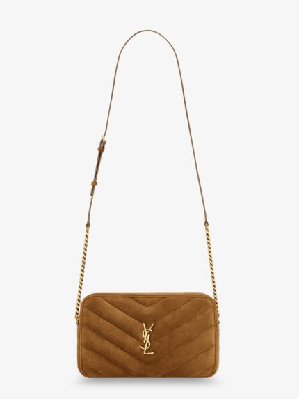 Saint Laurent Loulou Suede Crossbody Bag With Cassandre Logo On The Front