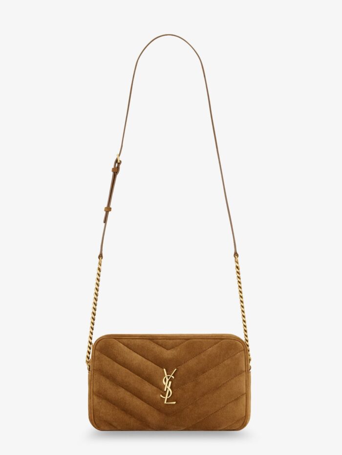 Saint Laurent Loulou Suede Crossbody Bag With Cassandre Logo On The Front