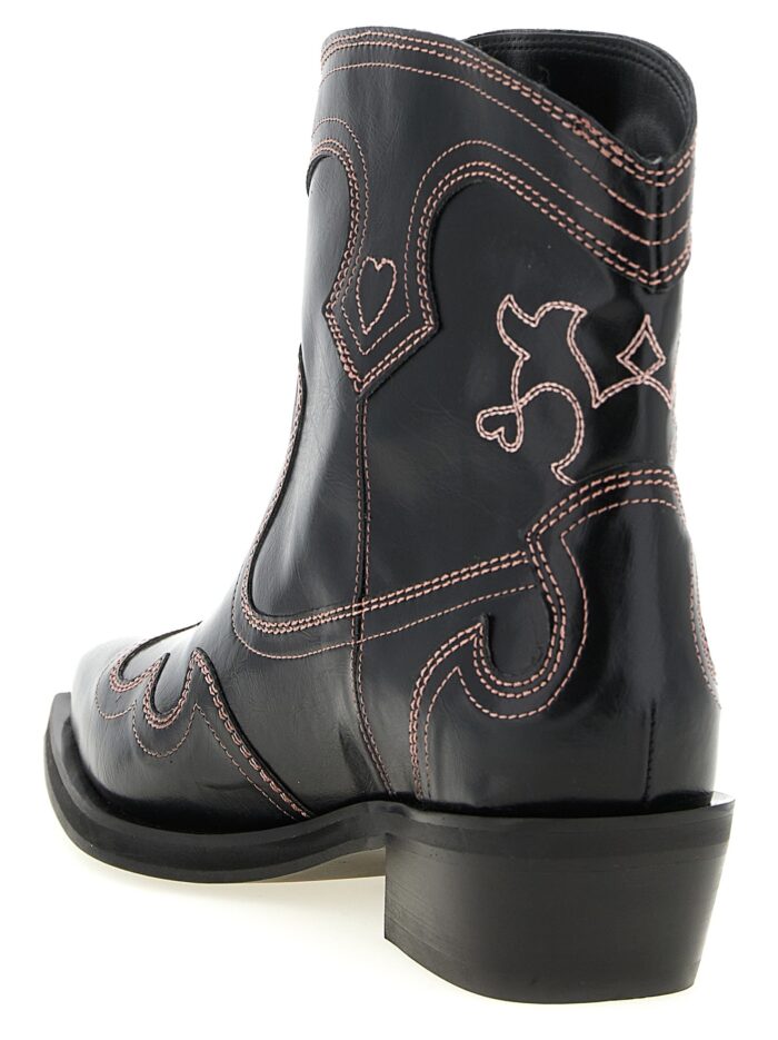 GANNI 'Low Shaft Embroidered Western' Ankle Boots