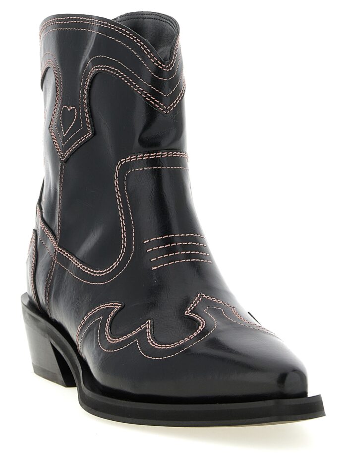GANNI 'Low Shaft Embroidered Western' Ankle Boots