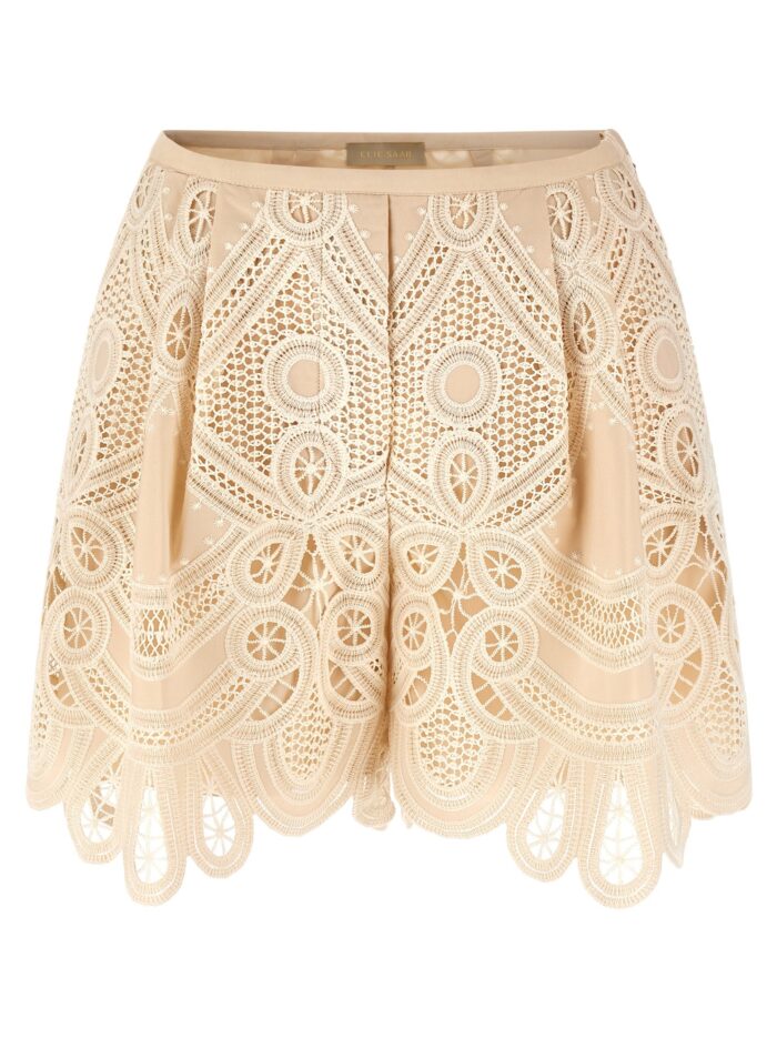 elie saab macramé embroidery shorts ELIE SAAB Macramé Embroidery Shorts