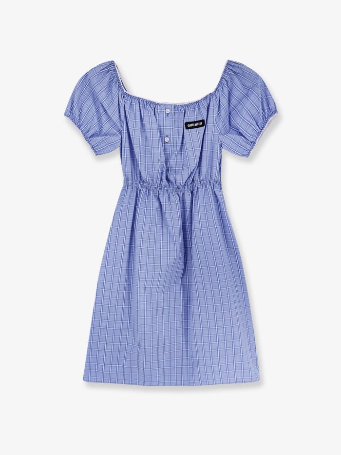 miu miu madras cotton mini dress Miu Miu Madras Cotton Mini Dress