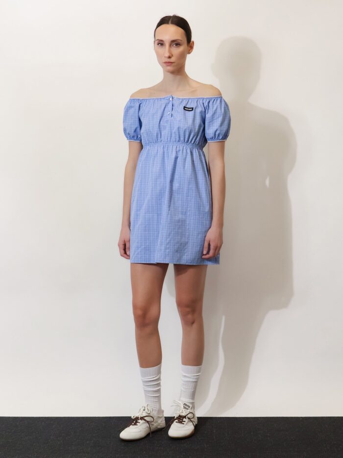 Miu Miu Madras Cotton Mini Dress