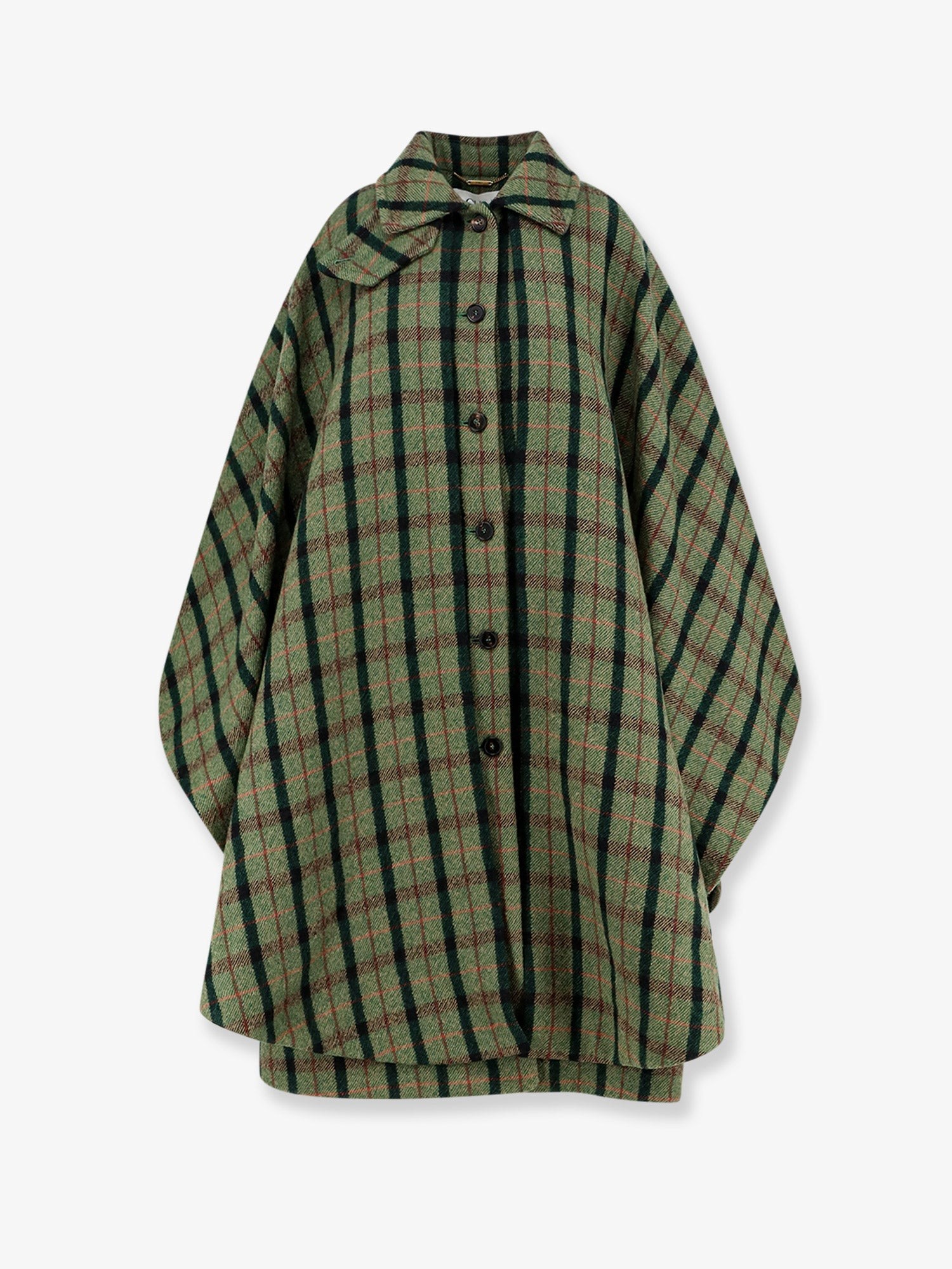 CHLOE' Madras Wool Cape Coat