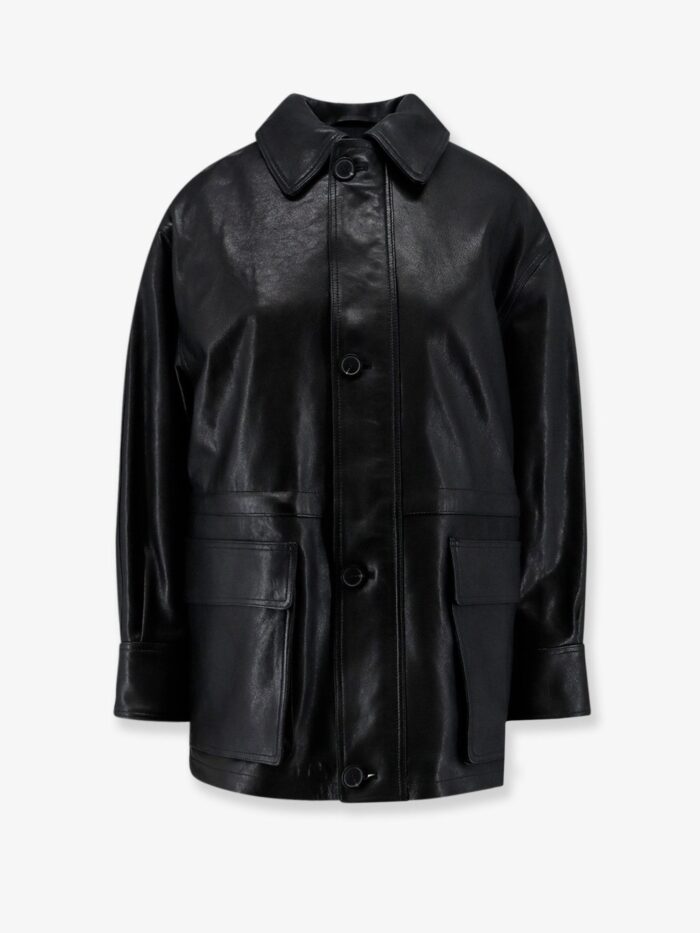 arma maeve leather jacket with front button fastening ARMA Maeve Leather Jacket With Front Button Fastening
