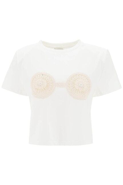 MAGDA BUTRYM Cropped T-shirt With Crochet Insert