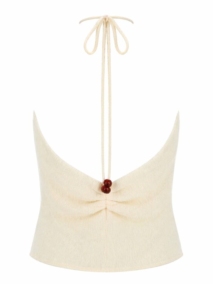 MAGDA BUTRYM TOP "HALTERNECK" DRAPPEGGIATO CON PERLINE