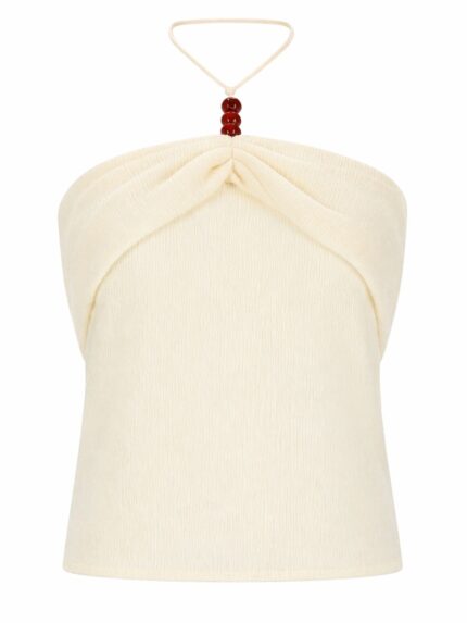 MAGDA BUTRYM TOP "HALTERNECK" DRAPPEGGIATO CON PERLINE