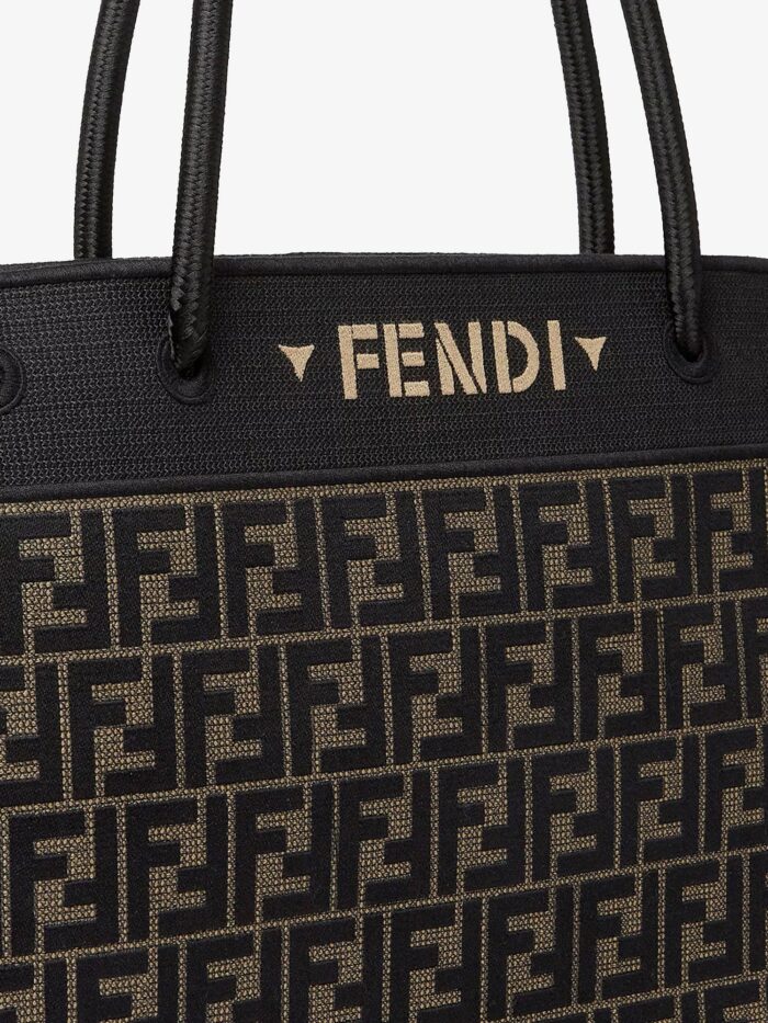Fendi Magic Shopper Bag In FF Fabric With Embroidered Logo On The Front