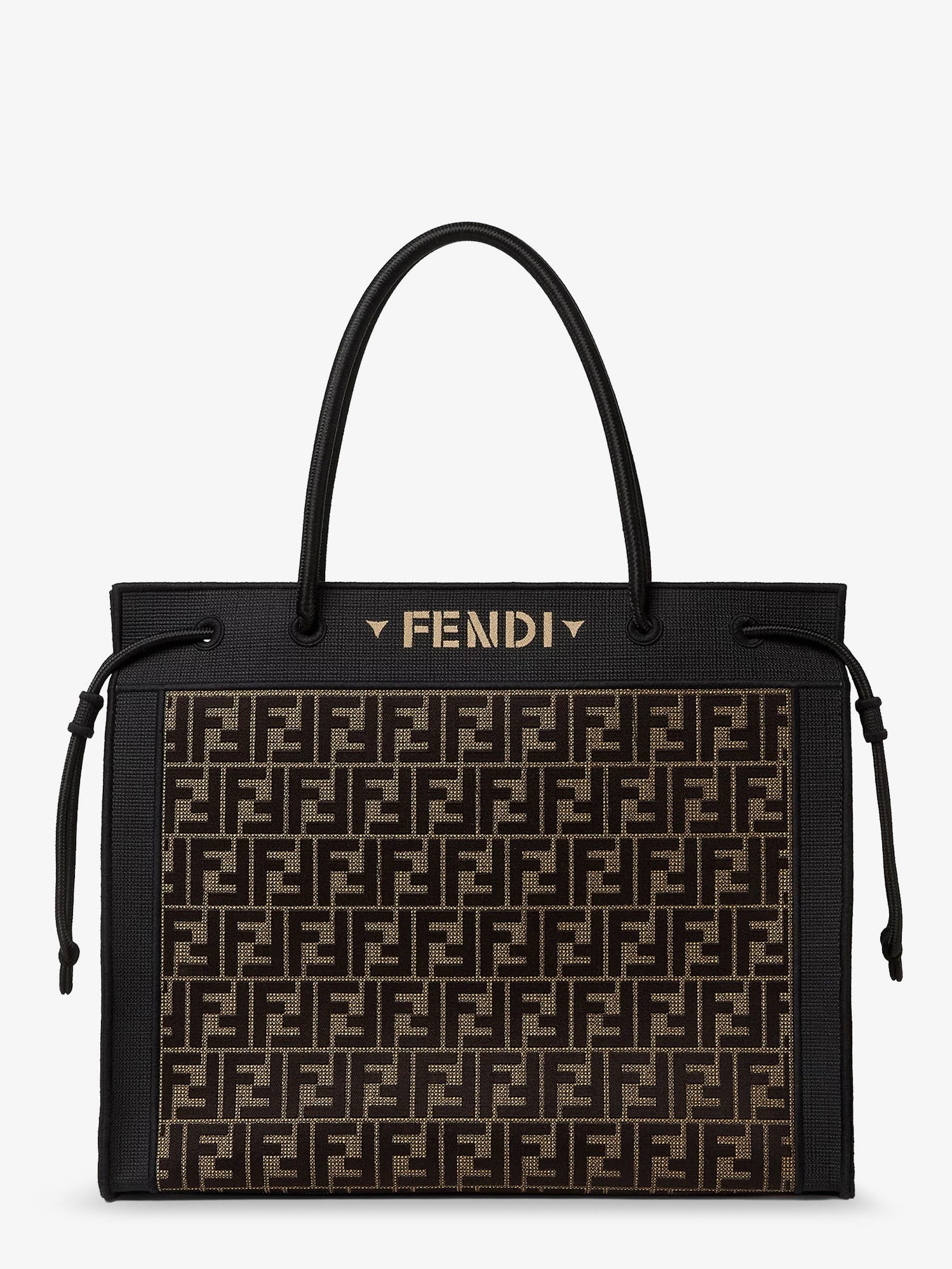 Fendi Magic Shopper Bag In FF Fabric With Embroidered Logo On The Front