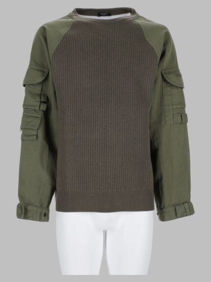 Balmain Maglia Cargo In Lana Con Inserti In Cotone